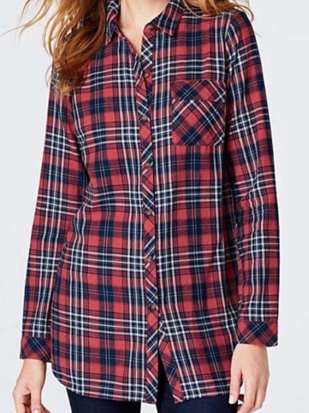 J. Jill Denim Red Flannel Button Up Shirt cottagecore lumberjack N0145